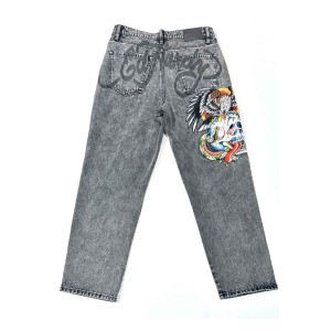 Ed Hardy Battle Skull Loose Fit Jean Denim Dame Grå | LR6428039