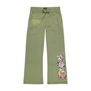 Ed Hardy Butterfly Sweatpants Bukse Dame Lyse Olivengrønne | BQ5631290