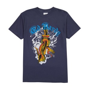 Ed Hardy Dagger Snake Tee T-skjorte Herre Marineblå | QN9467520