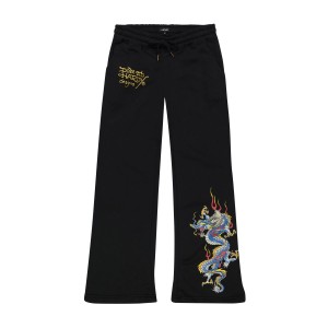 Ed Hardy Dragon Sweatpants Bukse Dame Svarte | BS3126087