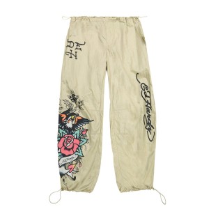 Ed Hardy Eagle Anchor Nylon Parachute Pants Bukse Dame Gull | JK6430258