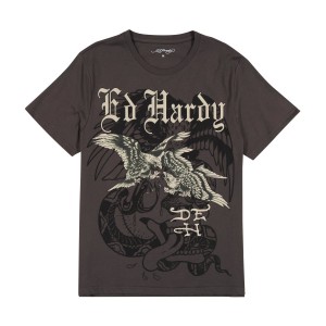 Ed Hardy Eagle Battle Tee T-skjorte Herre Grå | ZE5738061