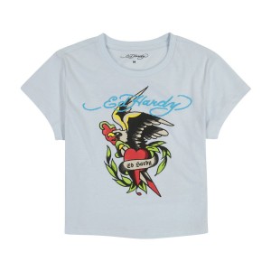 Ed Hardy Eagle Heart Baby Tee Baby Tees Dame Blå | RG7651480