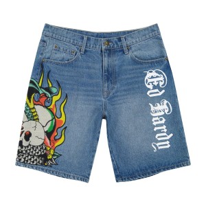 Ed Hardy Fire Cobra Skater Short Bukse Herre Lyseblå | CN7589231