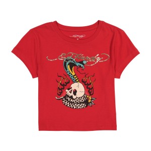 Ed Hardy Flame Cobra Baby Tee Baby Tees Dame Rød | VR9657034