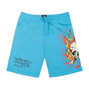 Ed Hardy Flame Skull Fleece Shorts Bukse Herre Jewel | SK3059781