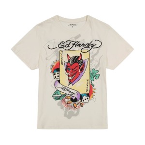 Ed Hardy Joker Throwback Tee T-skjorte Herre Hvite | GN3498052