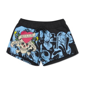 Ed Hardy NYC Skull Fleece Sweatshort Bukse Dame Svarte | PD9185672