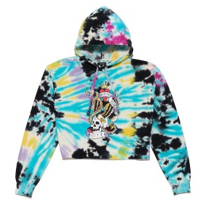 Ed Hardy Nyc Skull Cropped Fleece Hoodie Hettegenser Dame Multicolor | IU2764398