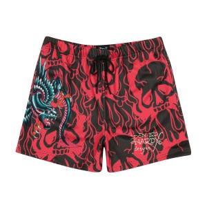 Ed Hardy Panther Dragon Mesh Basketball Short Bukse Herre Rosa | QE3872591