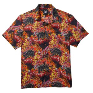 Ed Hardy Printed Camp Ss Shirt Skjorte Herre Fire Panther | GY3650492