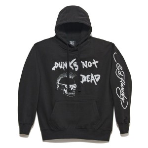 Ed Hardy Punks Not Dead Hoodie Hettegenser Herre Svarte | NM1463902