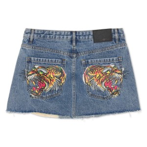 Ed Hardy Screaming Tigers Denim Skirt Denim Dame Lyse | GH7209685