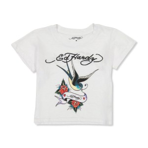 Ed Hardy Swallow Bird Baby Tee Baby Tees Dame Hvite | AY1579423