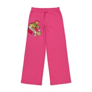 Ed Hardy Tiger Crown Fleece Sweatpants Bukse Dame Rosa | CJ9061847