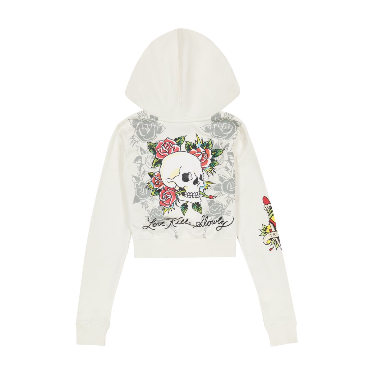 Ed Hardy 3 Hearts Cropped Hoodie Hettegenser Dame Grå | UP6294183