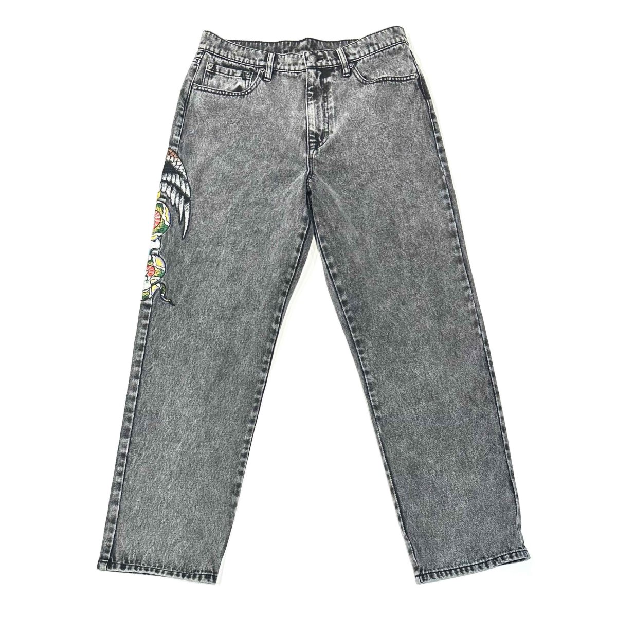 Ed Hardy Battle Skull Loose Fit Jean Denim Herre Grå | FP4126758