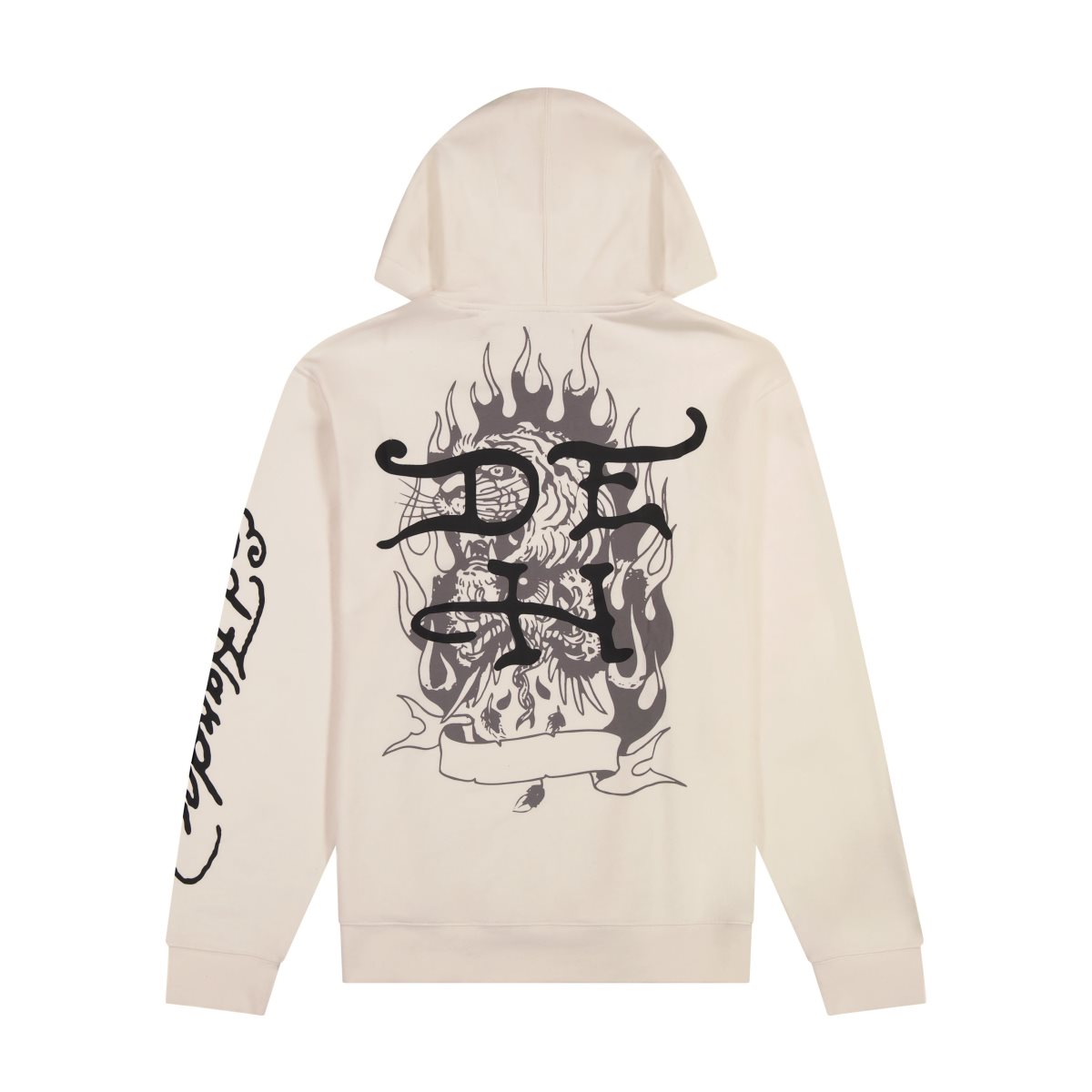 Ed Hardy Battle Skull Mens Hoodie Hettegenser Herre Hvite | EI4108926