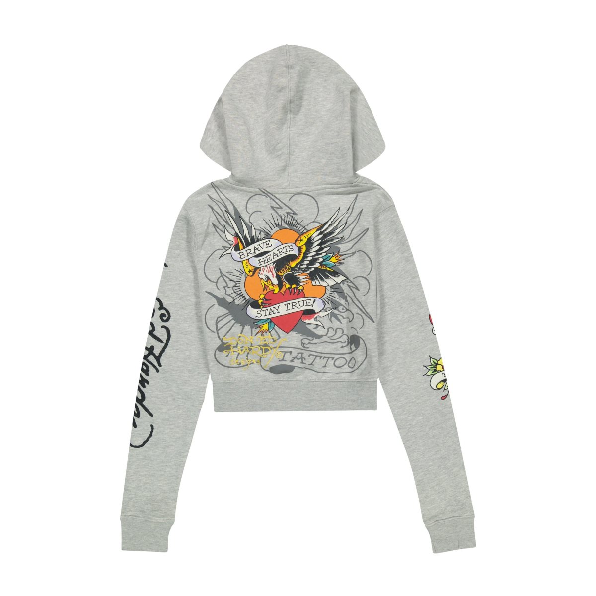 Ed Hardy Brave Eagle Cropped Hoodie Hettegenser Dame Grå | UA2365948