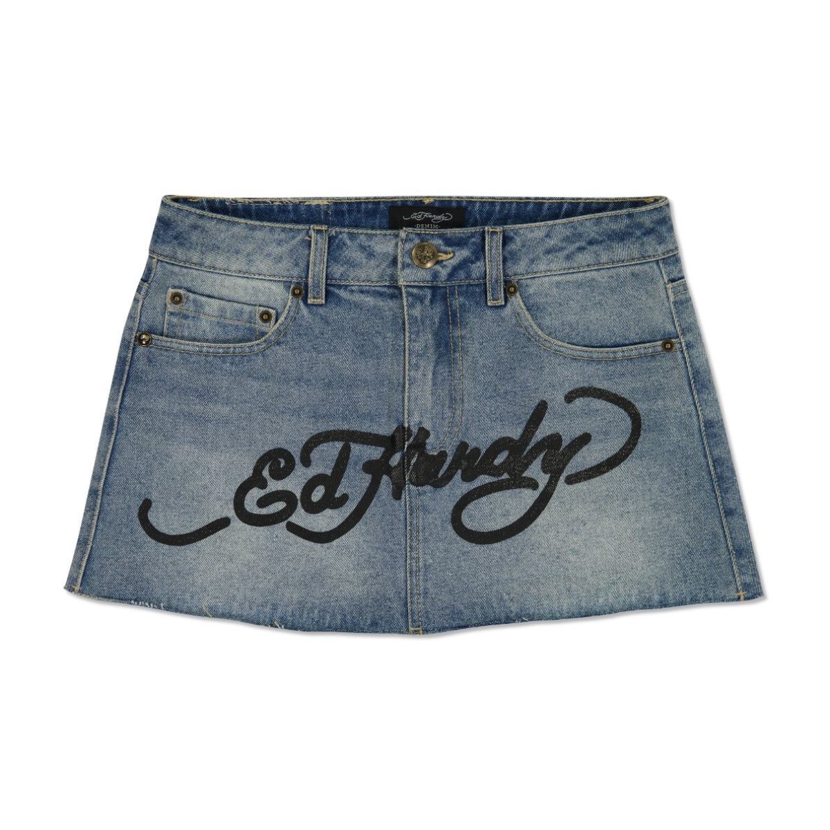 Ed Hardy Brave Eagle Mini Denim Skirt Bukse Dame Lyse Lyseblå | AP3480176