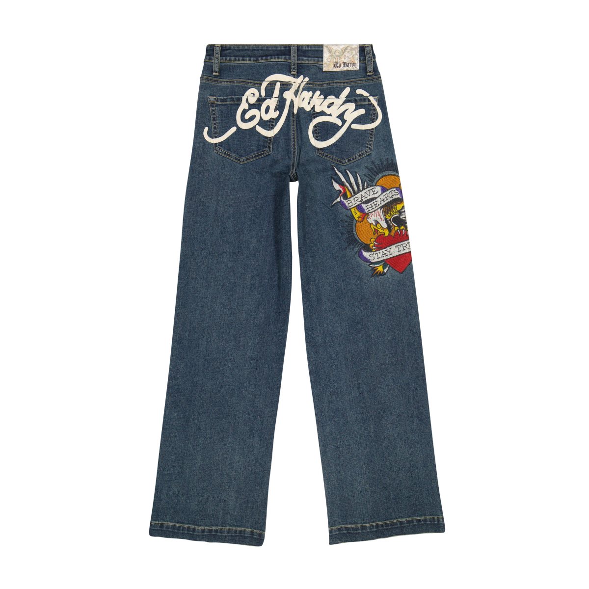 Ed Hardy Brave Eagle Wide Leg Jean Bukse Dame Med Vintage | IT7935046