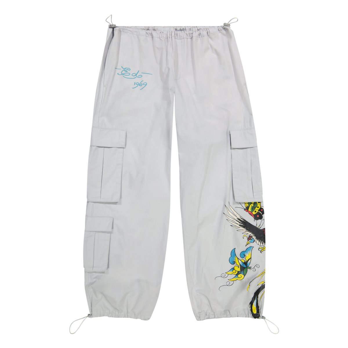 Ed Hardy Butterflies Poplin Cargo Pant Bukse Dame Lyse Grå | WE5402198