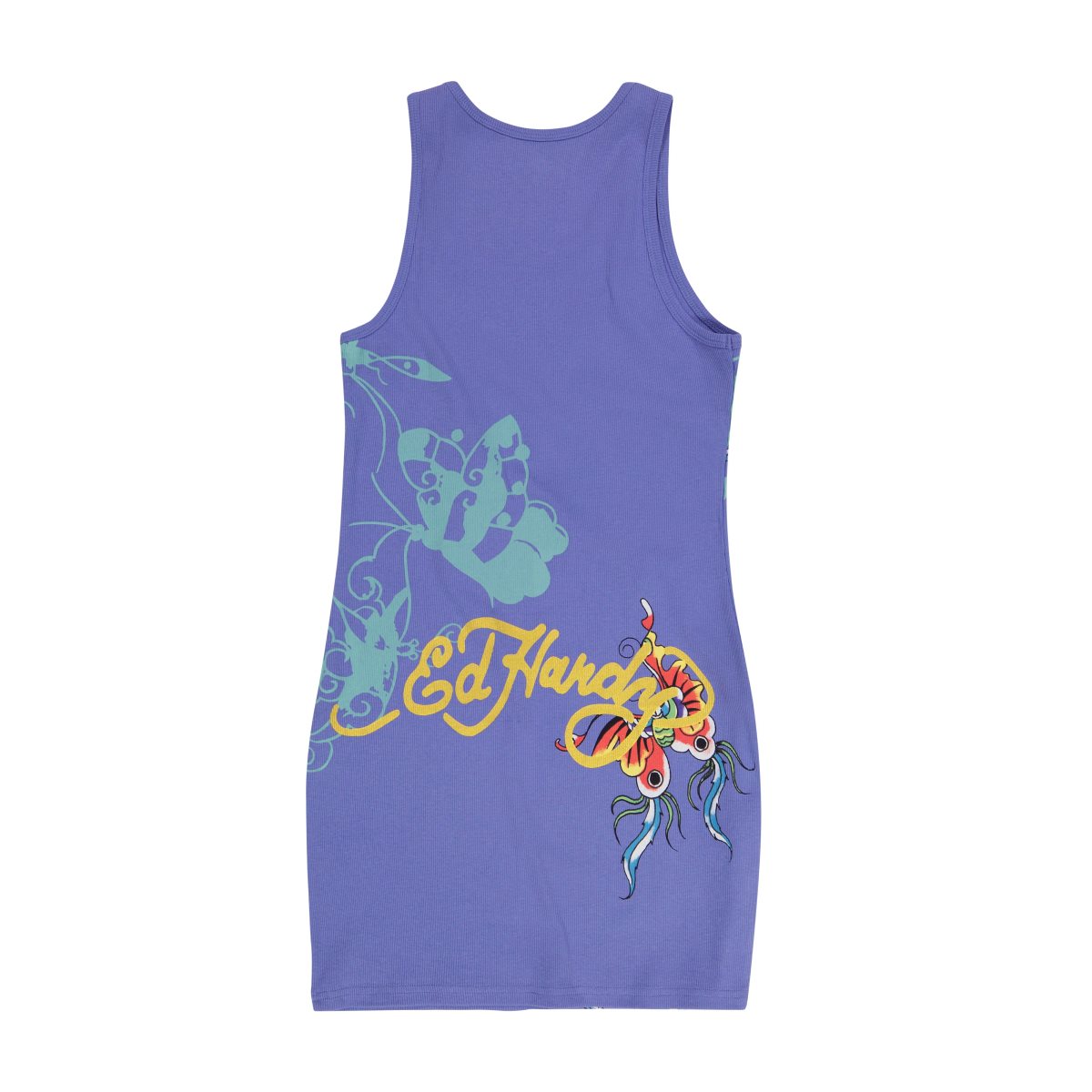 Ed Hardy Butterflies Rib Tank Dress Kjole Dame Blå | LG4560721