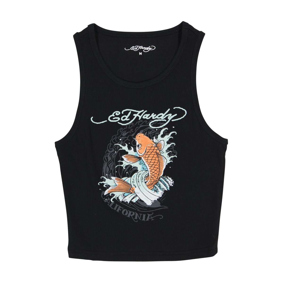 Ed Hardy Cali Koi Rib Tank Top Singlet Dame Svarte | TC9581270