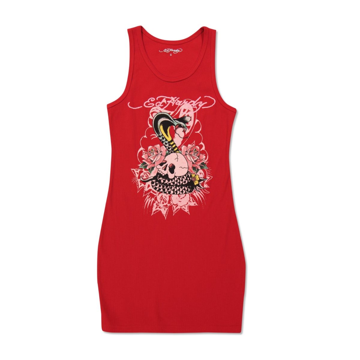 Ed Hardy Cobra Rib Tank Dress Kjole Dame Rød | JY7306419