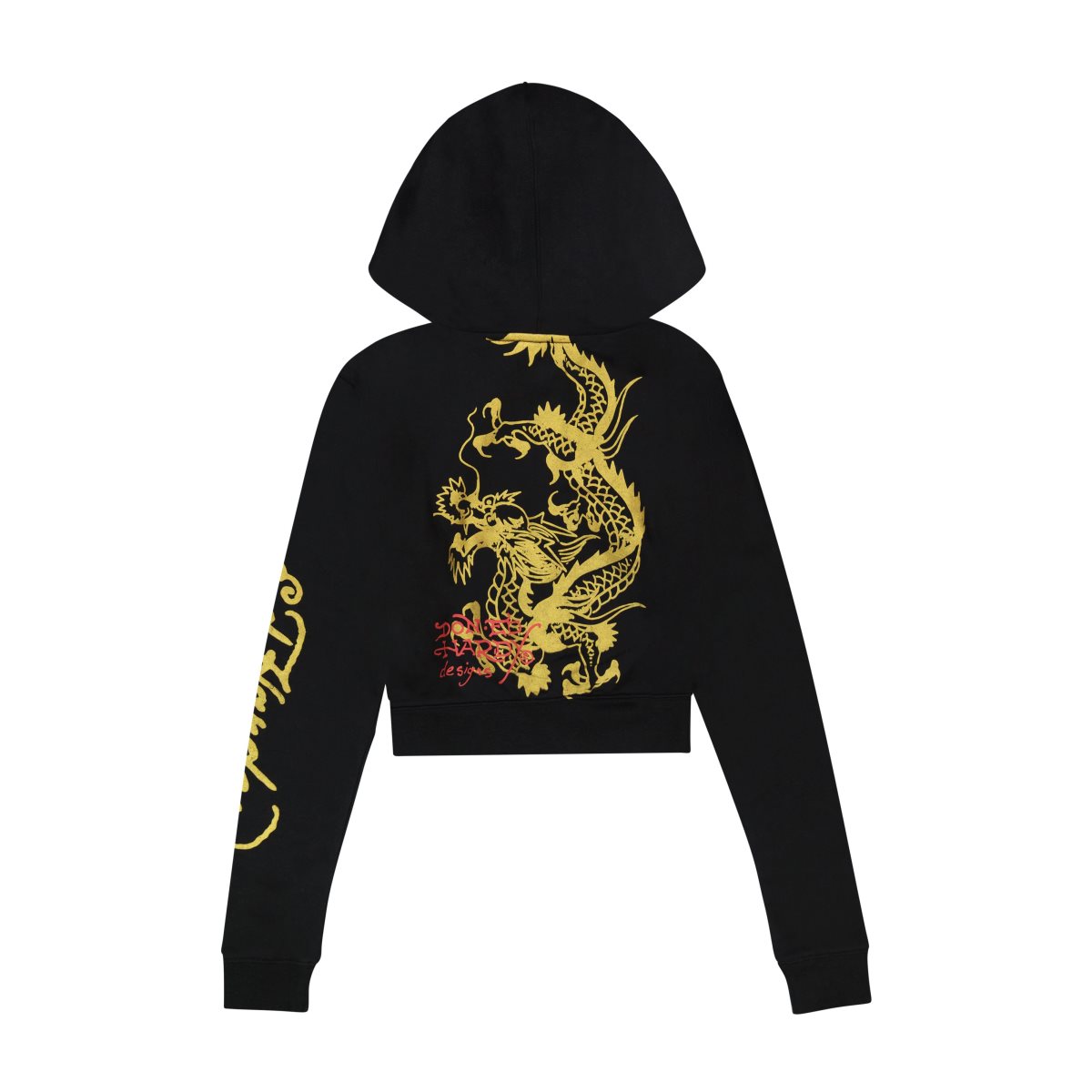 Ed Hardy Cropped Dragon Hoodie Bukse Dame Svarte | BR1204968