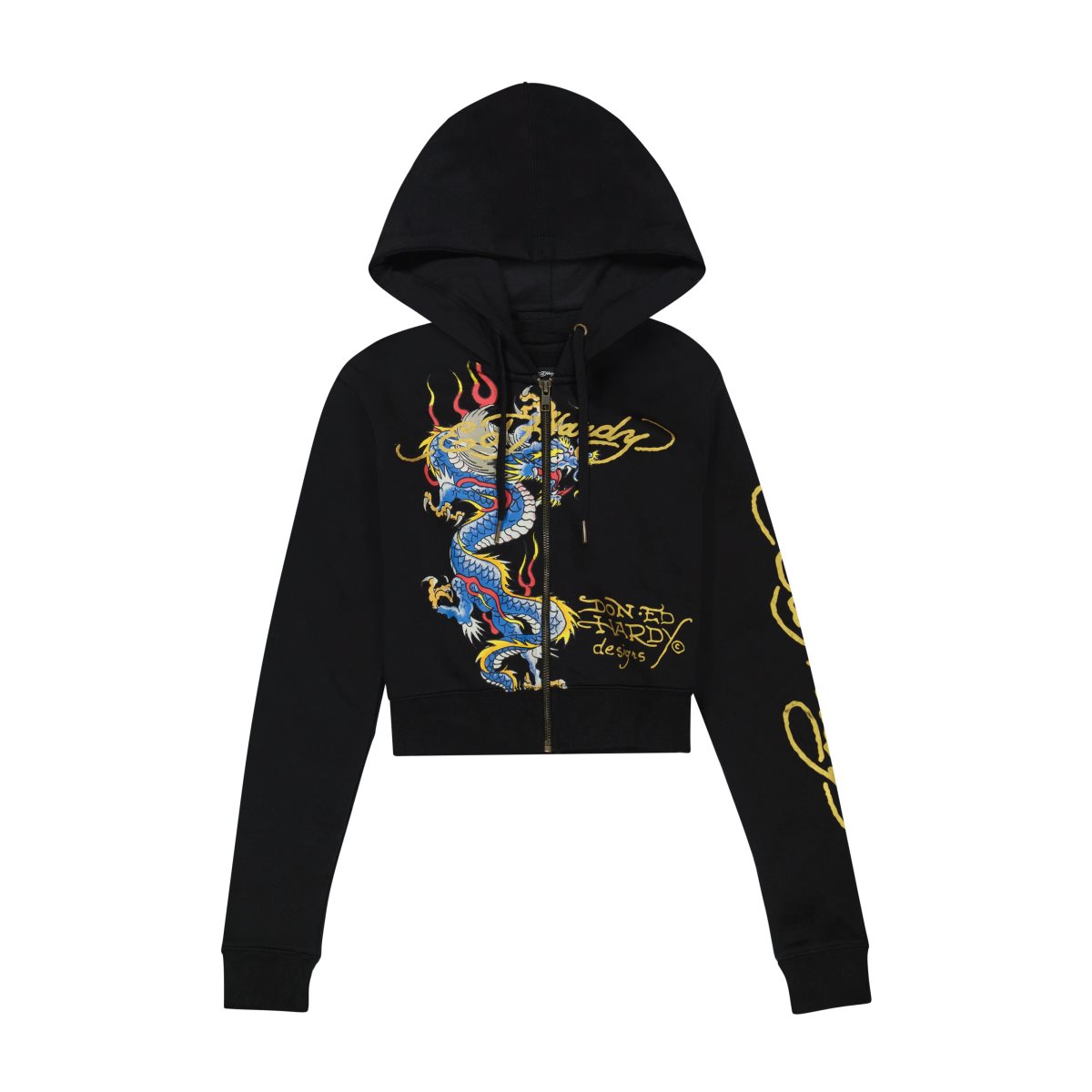 Ed Hardy Cropped Dragon Hoodie Bukse Dame Svarte | BR1204968