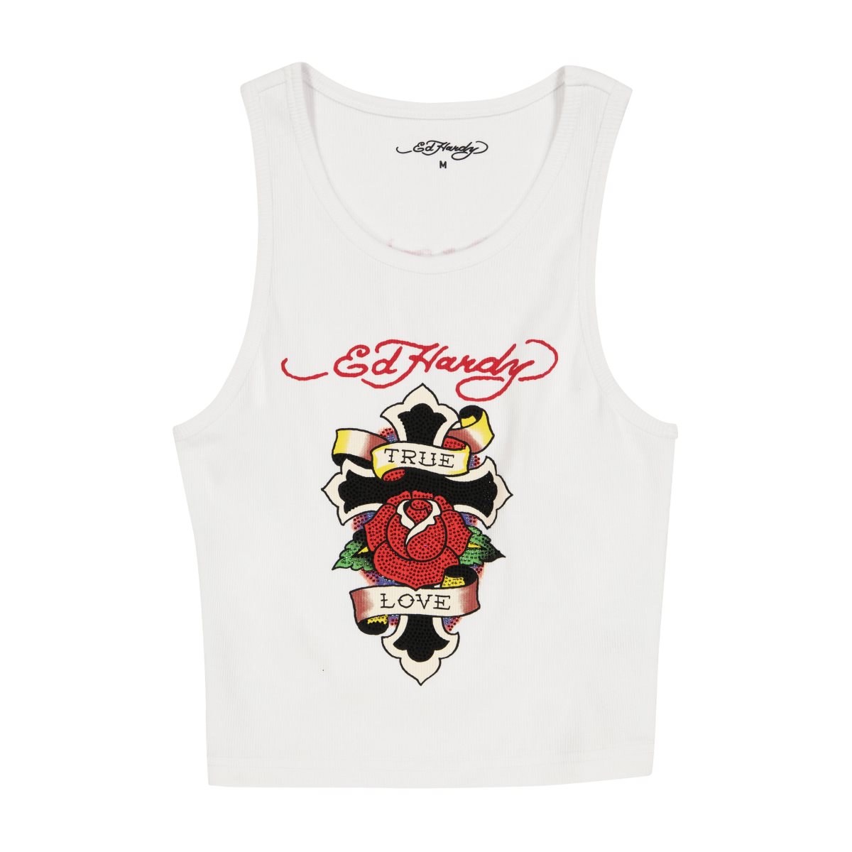 Ed Hardy Cross Rib Tank Top Singlet Dame Hvite | PF5896723