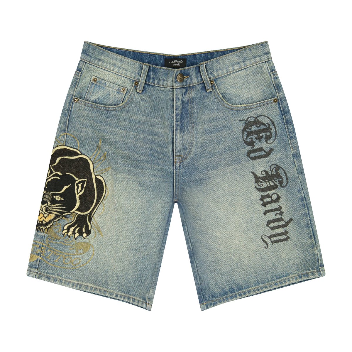 Ed Hardy Crouching Panther Skater Shorts Denim Herre Lyse | EV9243860