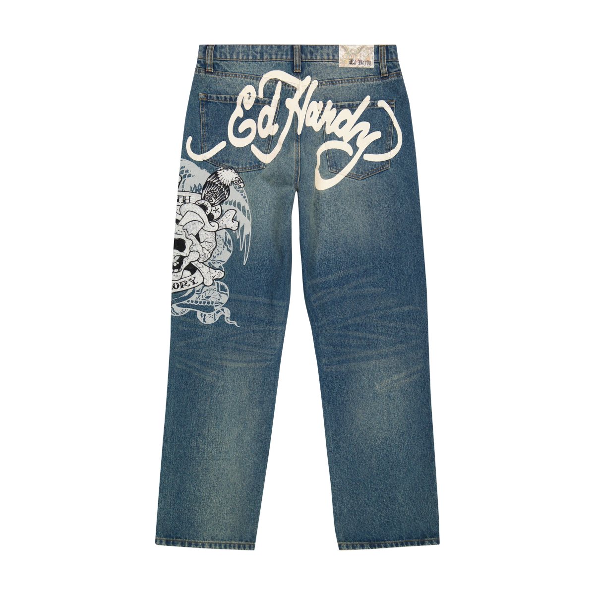 Ed Hardy DG Skull Loose Fit Jean Denim Dame Medium Tint | TQ8573196