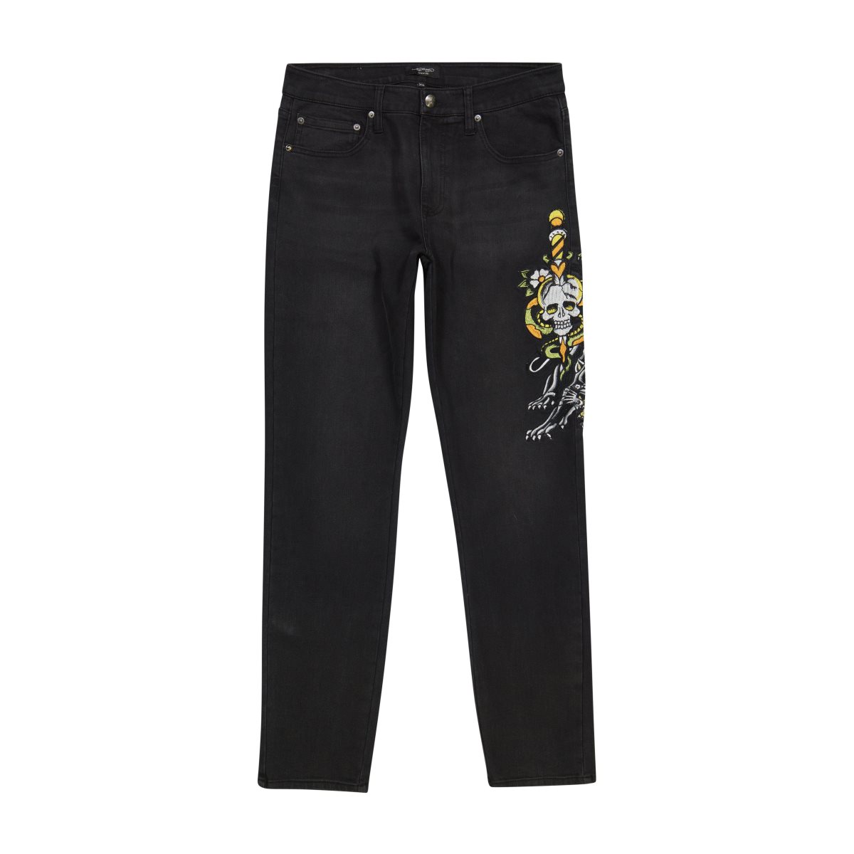 Ed Hardy Dagger Skull Slim Taper Jean Denim Dame Svarte | MZ2319046