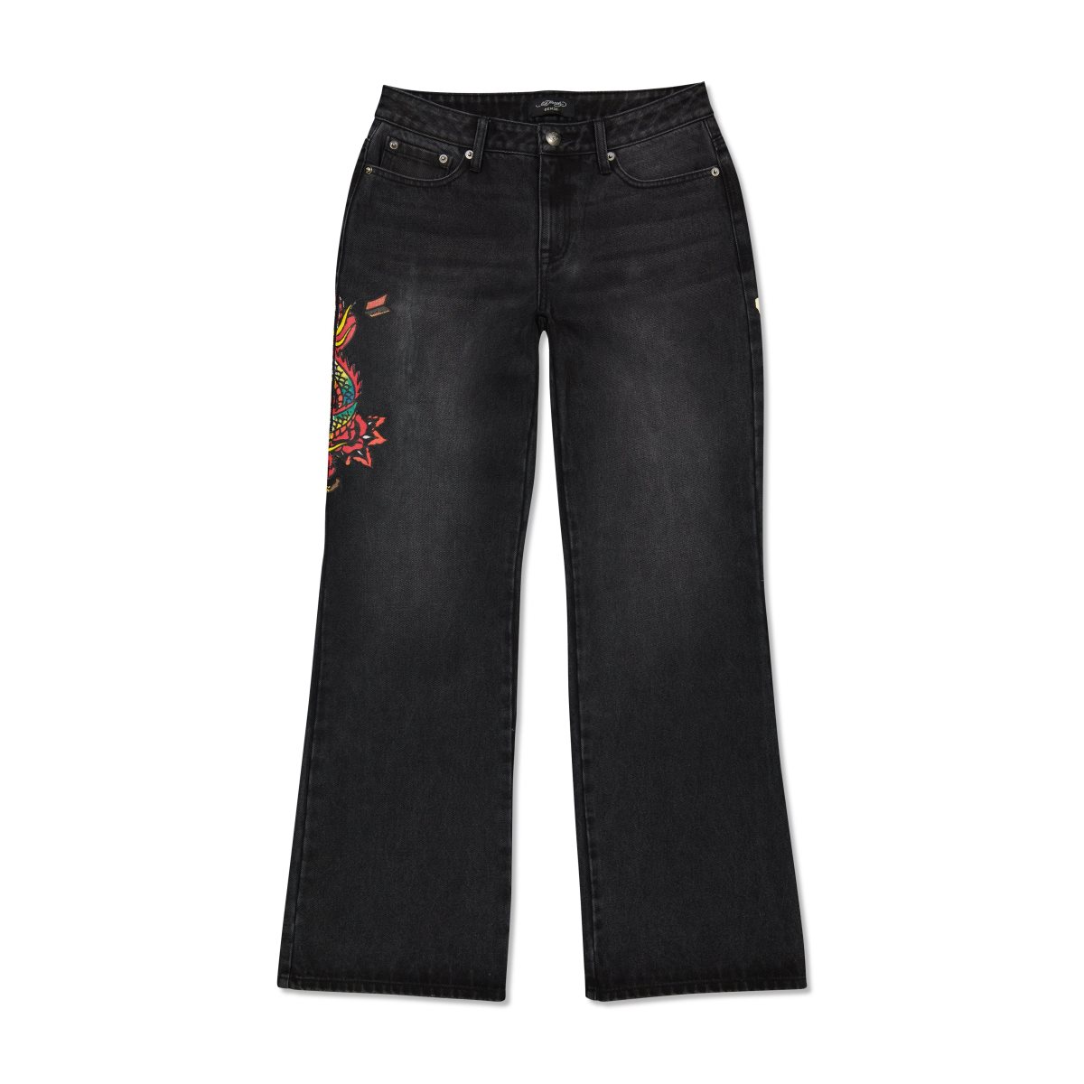 Ed Hardy Dragon Low Waist Baggy Jean Denim Dame Svarte | AQ9074358