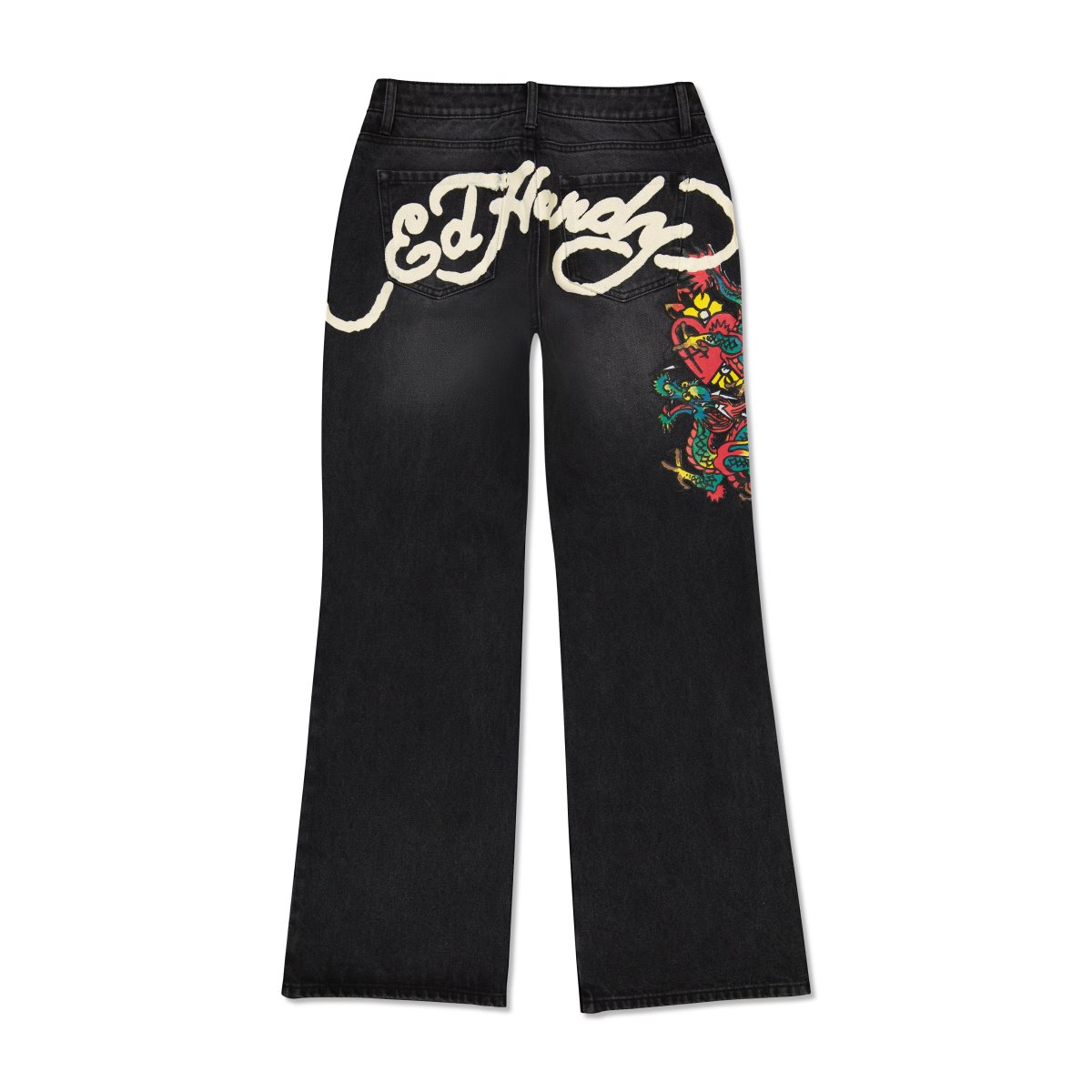 Ed Hardy Dragon Low Waist Baggy Jean Denim Dame Svarte | AQ9074358