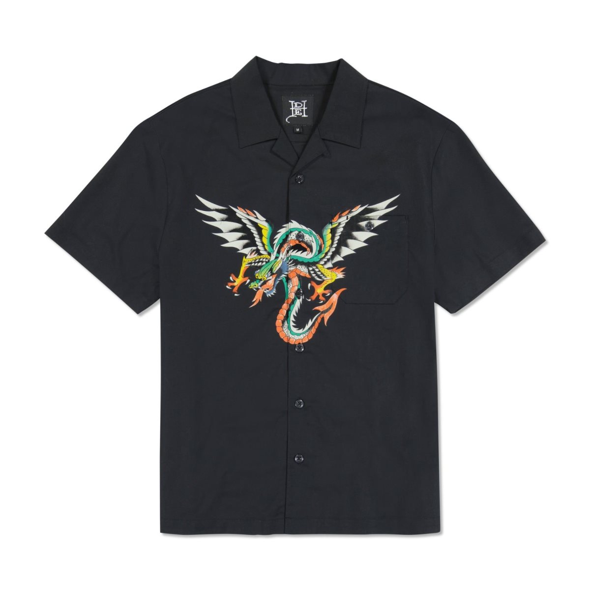 Ed Hardy Dragon Twill Skjorte Herre Svarte | UQ1832549