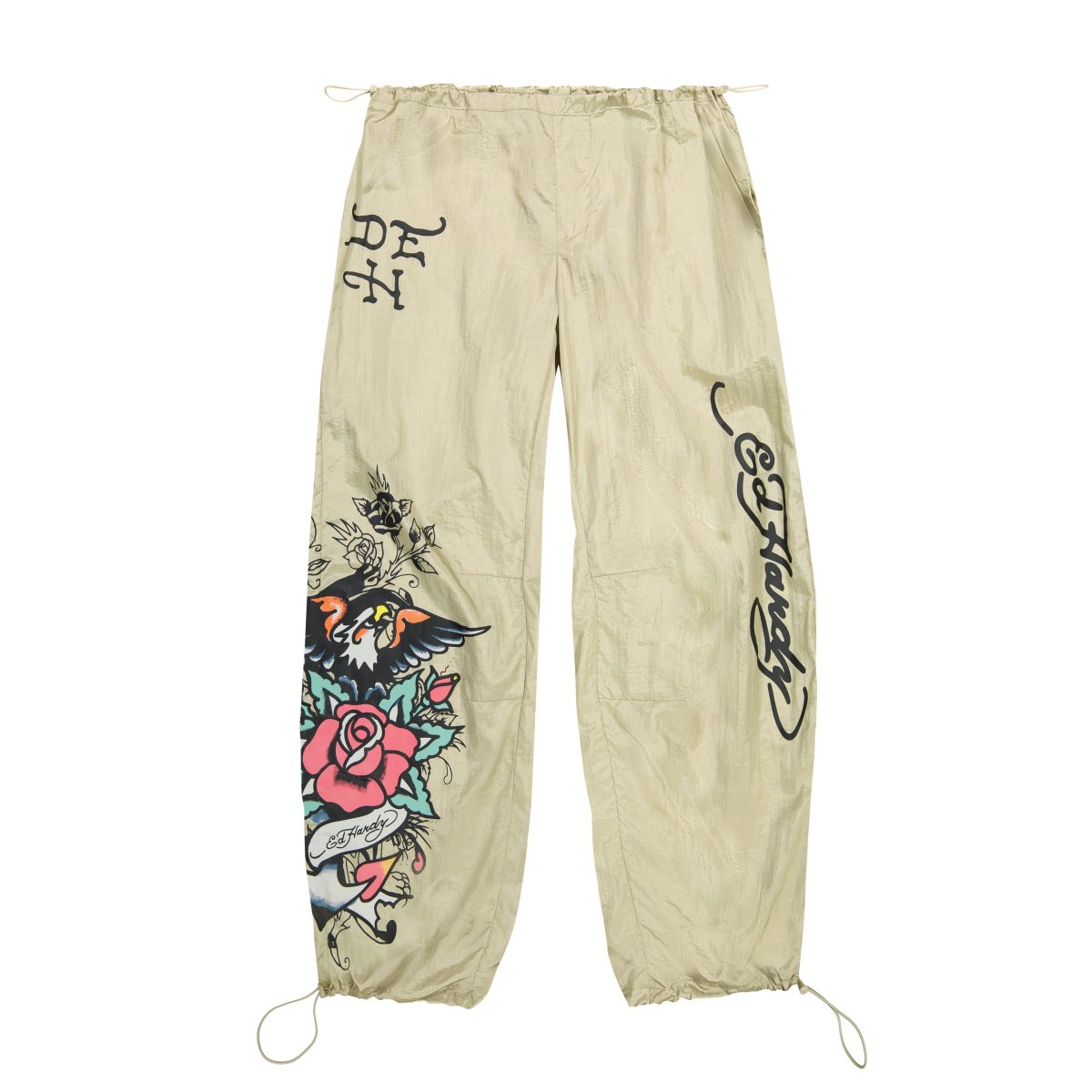 Ed Hardy Eagle Anchor Nylon Parachute Pants Bukse Dame Gull | JK6430258