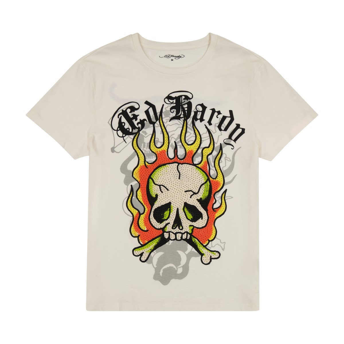 Ed Hardy Flame Skull Tee T-skjorte Herre Hvite | LO9875614