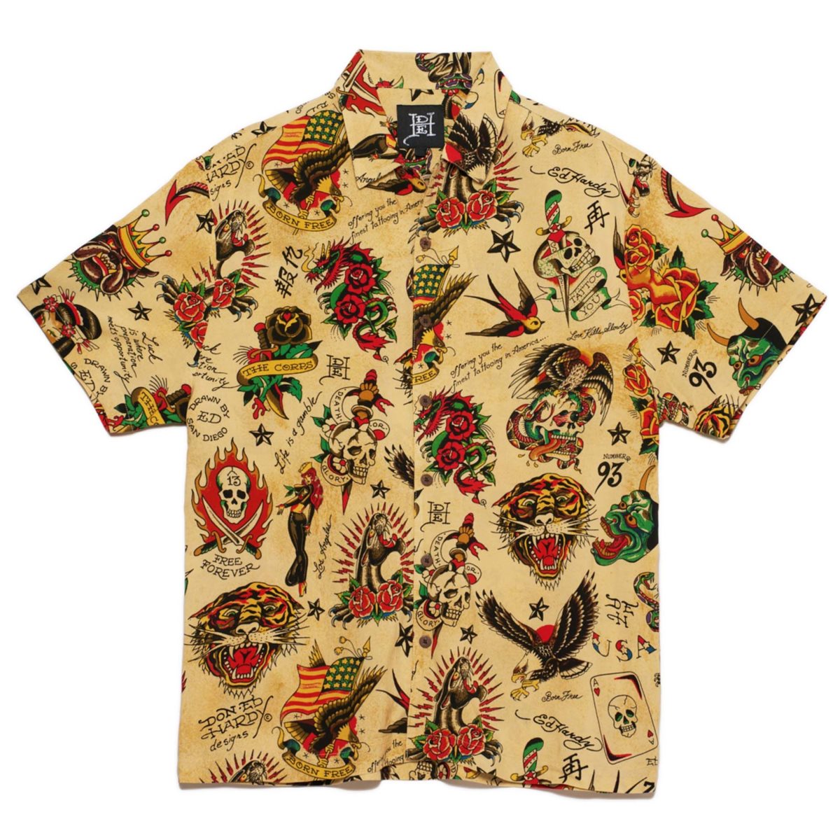 Ed Hardy Flashboard Camp Shirt Skjorte Herre Flashboard Print | TD3065982