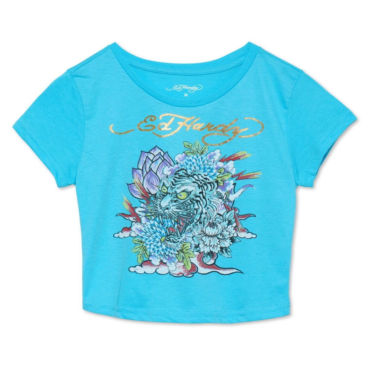 Ed Hardy Floral Tiger Baby Tee Baby Tees Dame Lyse Turkis | ME2950437