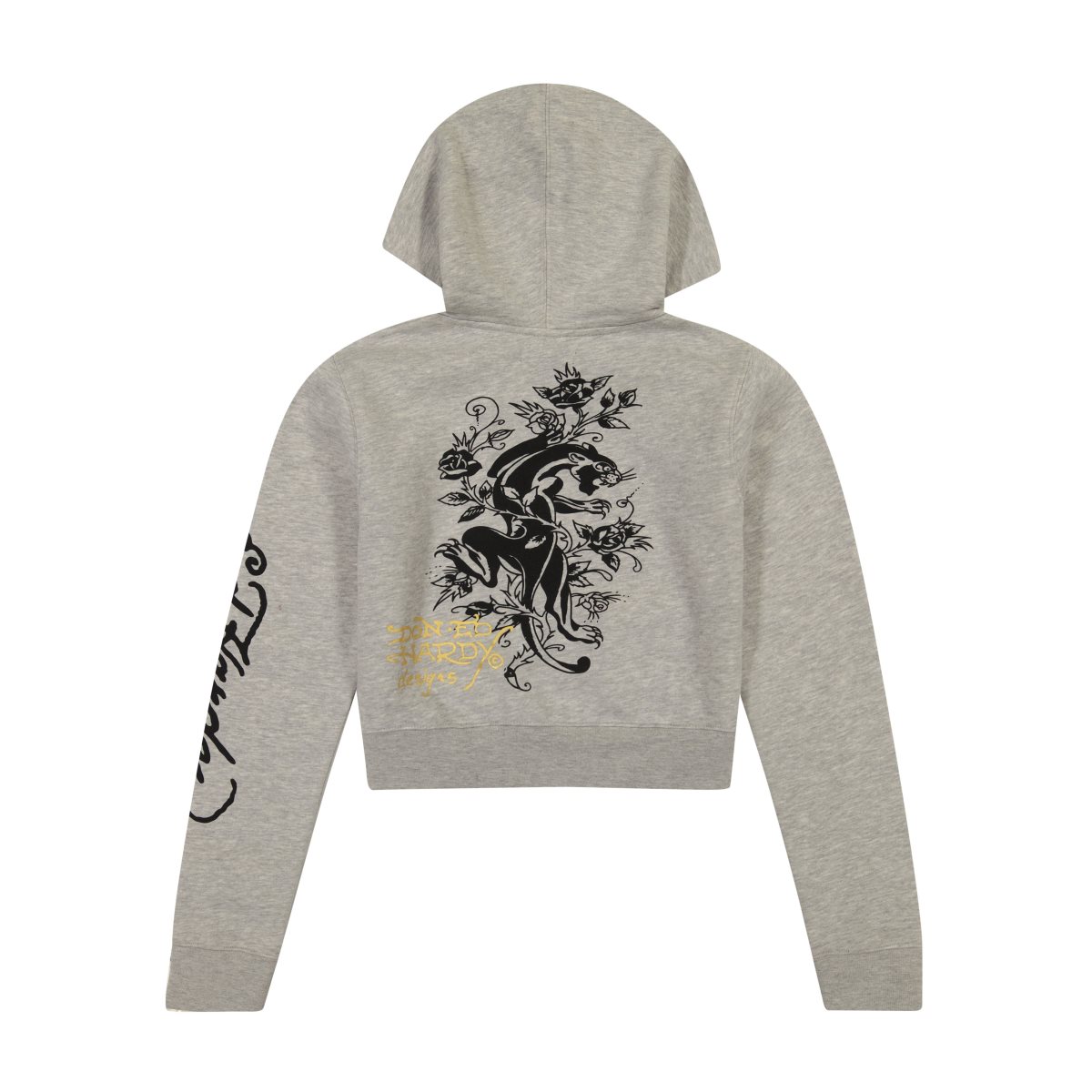 Ed Hardy Heart Roses Cropped Hoodie Hettegenser Dame Grå | FA7401853