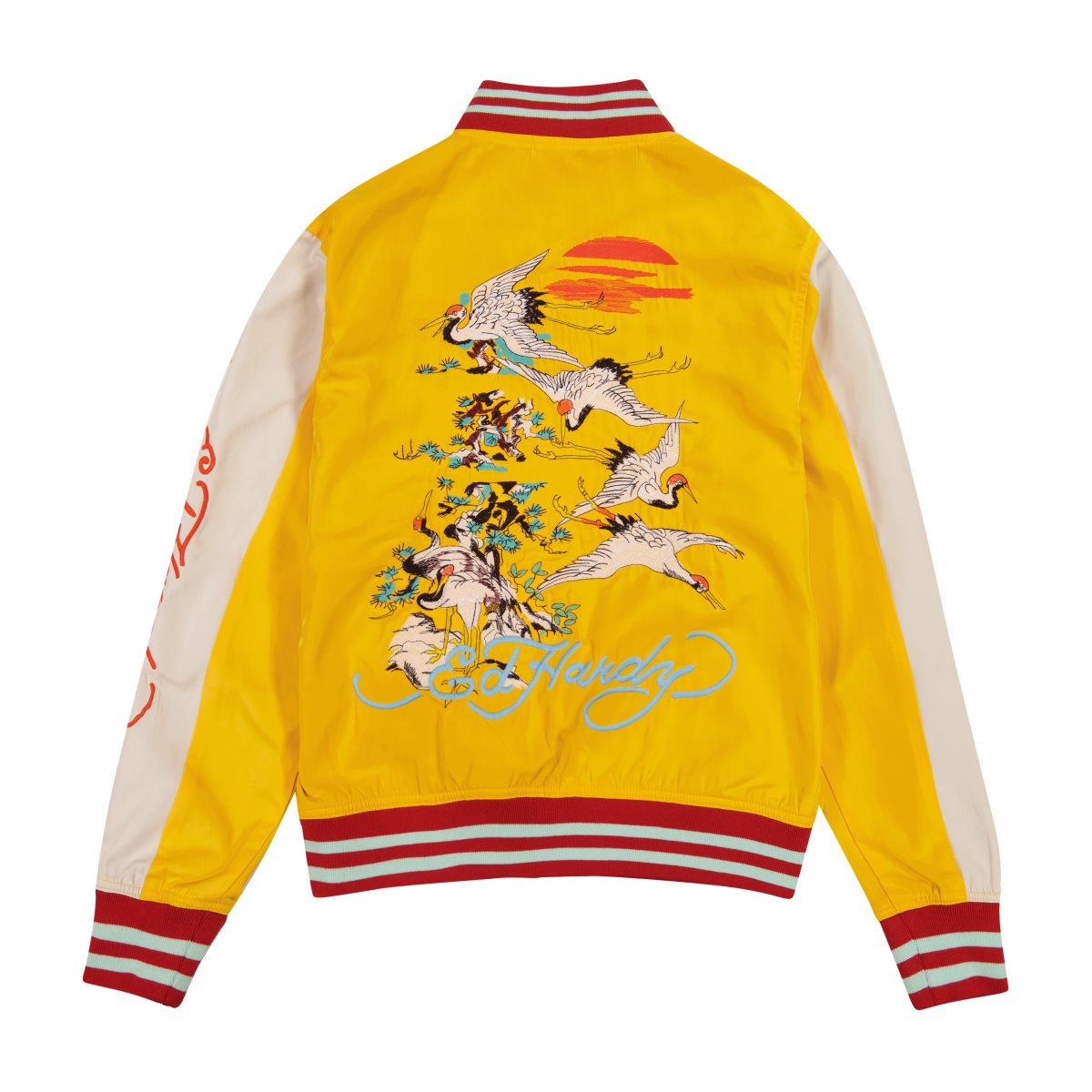 Ed Hardy Koi Cranes Souvenir Jacket Ytterklær Herre Gull Hvite | ZA0893164