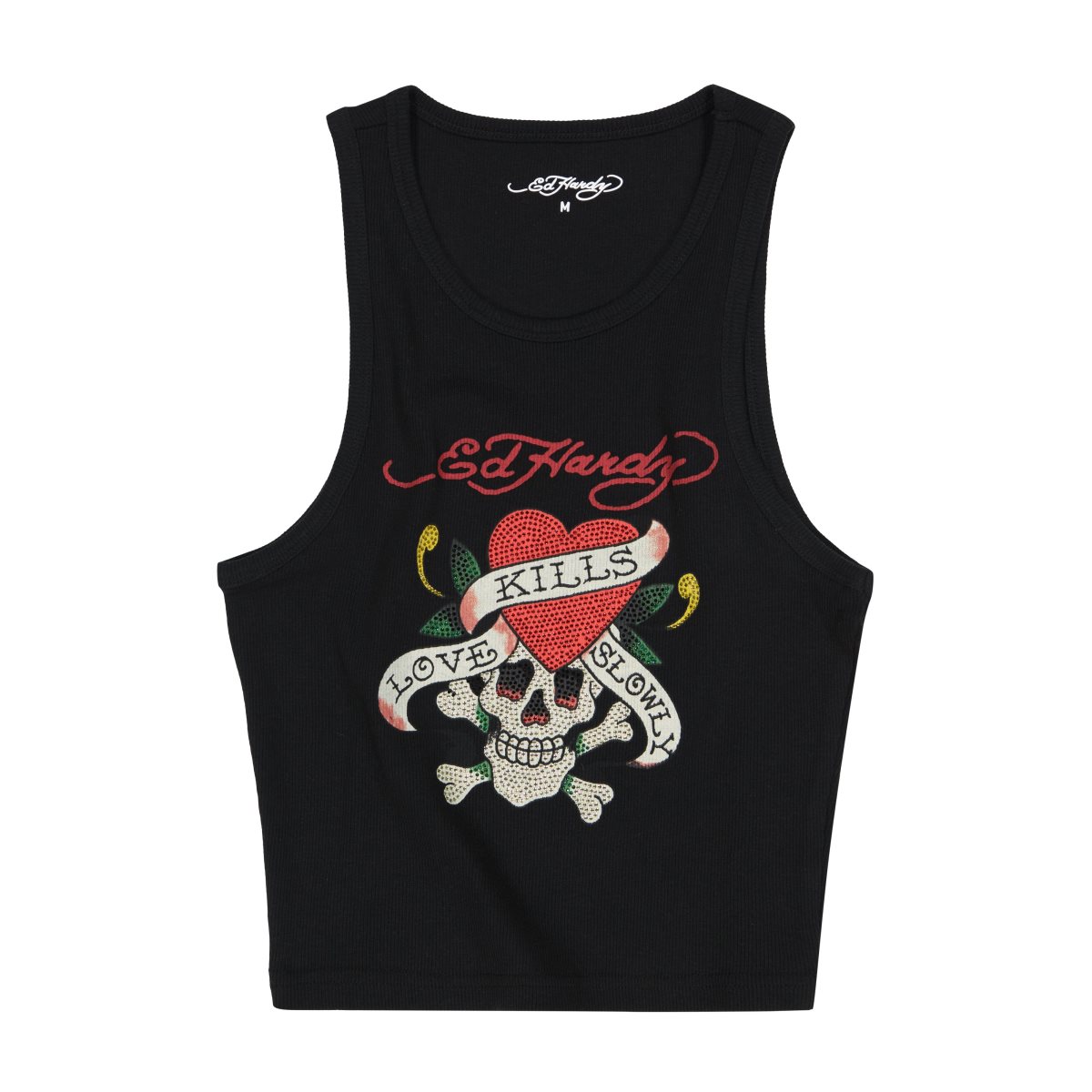 Ed Hardy LKS Black Rib Tank Top Singlet Dame Svarte | VH5972634