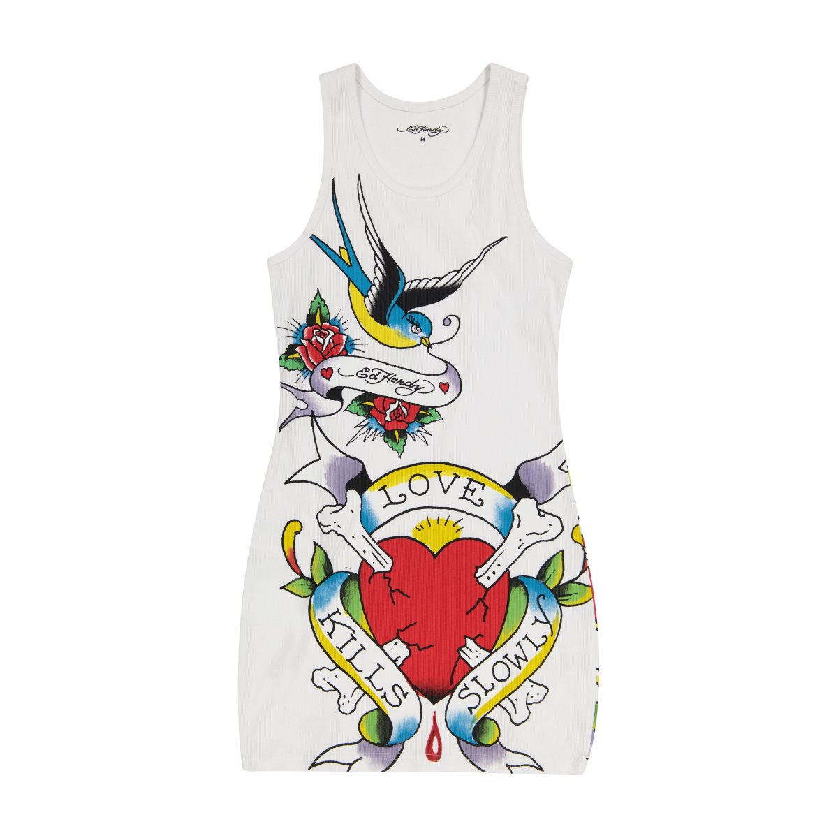 Ed Hardy LKS Heart Rib Tank Dress Kjole Dame Hvite | MN4956801