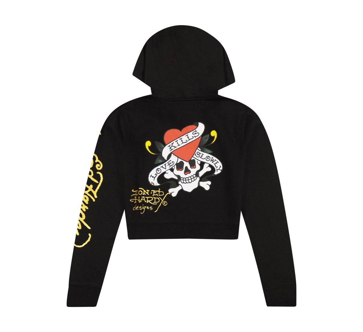 Ed Hardy LKS Skull Black Zip Front Cropped Hoodie Hettegenser Dame Svarte | JE9401736