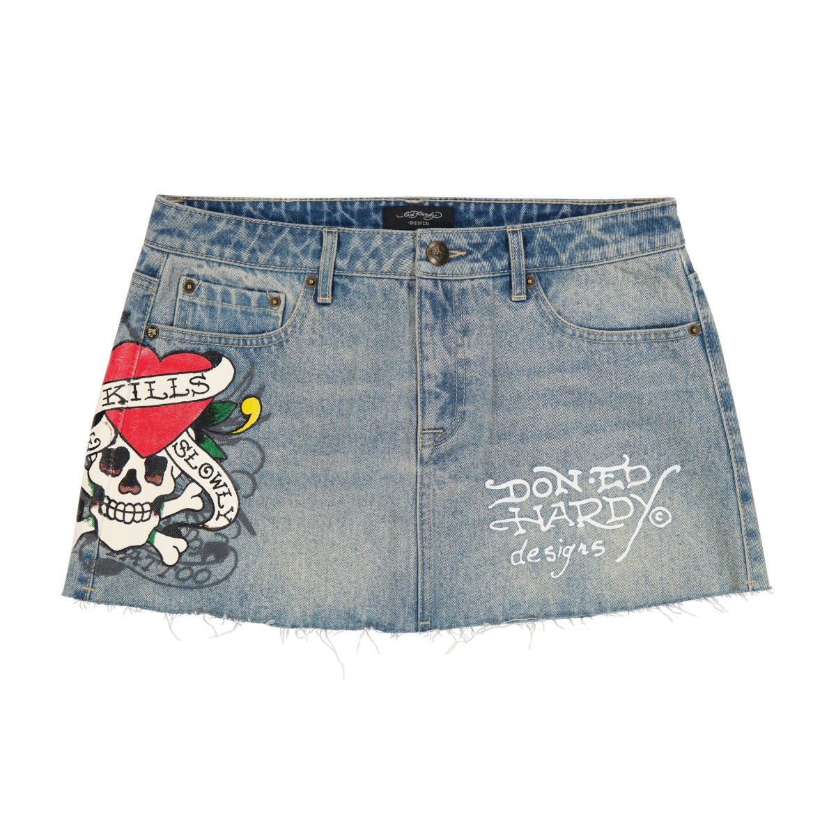 Ed Hardy LKS Skull Denim Mini Skirt Bukse Dame Lyse Lyseblå | AL6089451