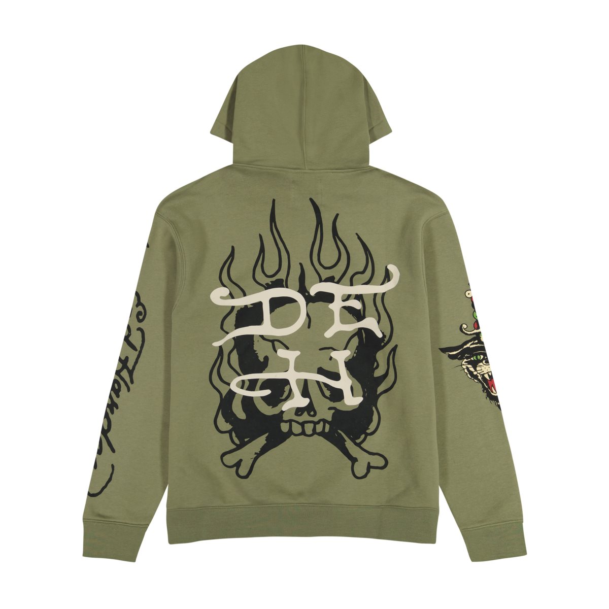 Ed Hardy LKS Skull Hoodie Hettegenser Herre Lyse Olivengrønne | UQ6235041