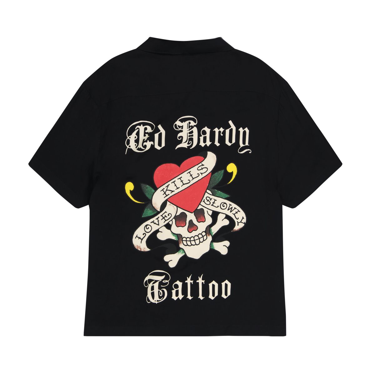 Ed Hardy LKS Skull Mens Camp Shirts Skjorte Herre Svarte | TM3014675